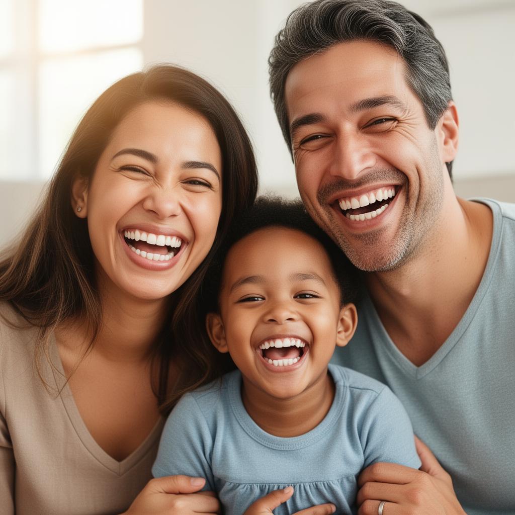 Familia feliz sonriendo